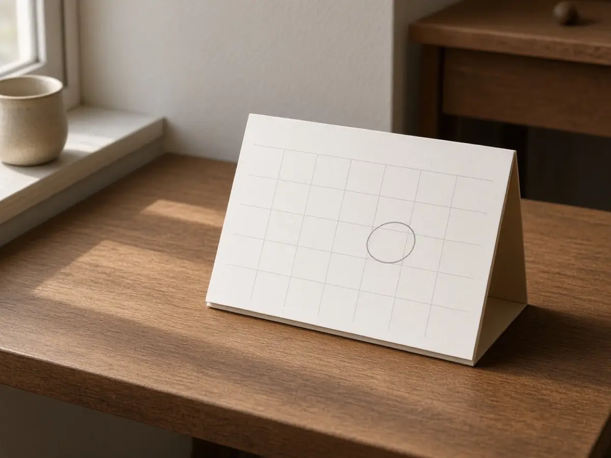 A simple calendar on a desk with one Sunday circled, no extra decor